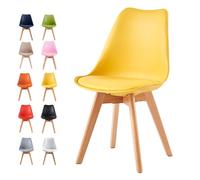 MCC Direct Single Dining Chair With Solid Wooden Legs And Seat Cushion Pad Yellow - Eva By Mcc