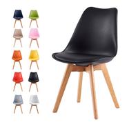 MCC Direct Single Dining Chair with Wooden Legs & Padded Cushion - Eva in Black MCC Direct Black