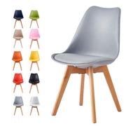 MCC Direct Single Dining Chair with Wooden Legs & Padded Cushion - Eva in Grey MCC Direct Grey