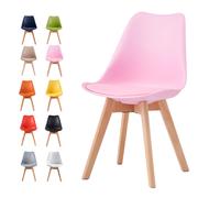 MCC Direct Single Dining Chair with Wooden Legs & Padded Cushion - Eva in Pink MCC Direct Pink