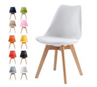 MCC Direct Single Dining Chair with Wooden Legs & Padded Cushion - Eva in White MCC Direct White