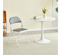 MCC Direct Single Folding Dining Chair Metal Frame Padded Seat in Grey MCC Direct Grey