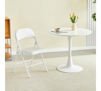 MCC Direct Single Folding Dining Chair Metal Frame Padded Seat in White MCC Direct White