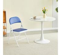 MCC Direct Single Folding Dining Chair Metal Frame Padded Seat in Blue MCC Direct Blue