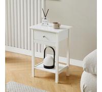 MCC Direct Solid Wooden Bedside Table With Large Open Shelf And Drawer White Arlo By Mcc