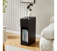 MCC Direct Solid Wooden Bedside Table With Open Shelf And Drawer Black Ava By Mcc