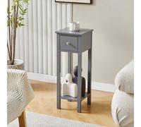 MCC Direct Solid Wooden Bedside Table With Open Shelf And Drawer Grey Amelia By Mcc