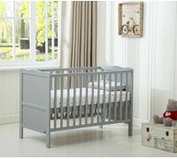 MCC Direct Solid Wooden Cot Bed Convertible Toddler Bed With Mattress Orlando Grey