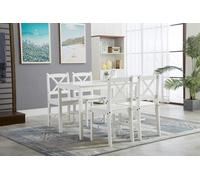MCC Direct Solid Wooden Kitchen Dining Table & 4 Chairs in White MCC Direct White