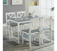 MCC Direct Solid Wooden Kitchen Dining Table And 4 Chairs Set Grey By Mcc
