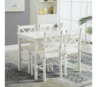 MCC Direct Solid Wooden Kitchen Dining Table And 4 Chairs Set White By Mcc