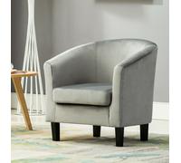 (Grey) MCC® Velvet Fabric Tub Chair Armchair Club Chair for Dining Living Room & Cafe