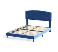 MCC Direct Velvet Upholstered Double Bed Frame With Adjustable Headboard Cheyenne