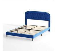 MCC Direct Velvet Upholstered Double Bed Frame With Tufted Headboard Chelsey