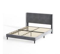 MCC Direct Velvet Upholstered King Size Bed Frame With Channel Headboard Charlie