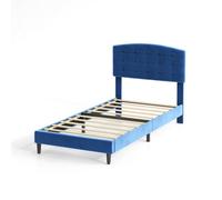 MCC Direct Velvet Upholstered Single Bed Frame With Adjustable Headboard Cheyenne
