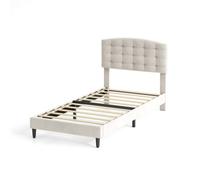 MCC Direct Velvet Upholstered Single Bed Frame With Adjustable Headboard Cheyenne