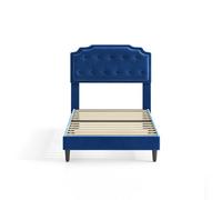 MCC Direct Velvet Upholstered Single Bed Frame With Tufted Headboard Chelsey