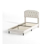 MCC Direct Velvet Upholstered Single Bed Frame With Tufted Headboard Chelsey