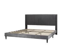 MCC Direct Velvet Upholstered Superking Bed Frame With Channel Headboard Charlie