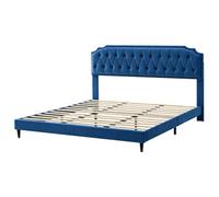 MCC Direct Velvet Upholstered Superking Bed Frame With Tufted Headboard Chelsey