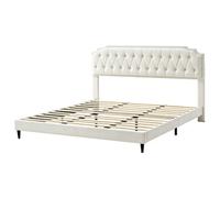 MCC Direct Velvet Upholstered Superking Bed Frame With Tufted Headboard Chelsey
