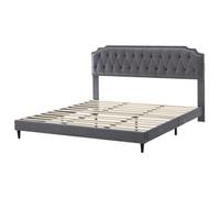 MCC Direct Velvet Upholstered Superking Bed Frame With Tufted Headboard Chelsey