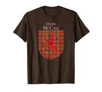 McCall Tartan Scottish Plaid Lion Rampant T-Shirt, Men, Brown, XX-Large