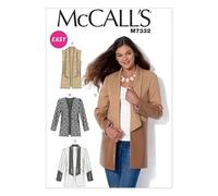 McCall's Ladies Easy Sewing Pattern 7332 Open Front Waistcoat & Jackets