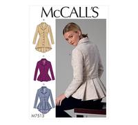 McCall's Ladies Sewing Pattern 7513 Notch Collar Peplum Jackets