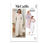 MCCALLS M8381A Misses' Robe, Tie Belt and Nightgown by Laura Ashley A (XS-S-M-L)