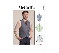 MCCALLS M8415AA Men's Lined Vest, Shirts, Tie and Bow Tie AA (S-M-L)