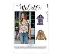 McCalls Pattern M8067E5 Misses' Button-Front Tops with Collar and Sleeve Options E5 (14-16-18-20-22), Various