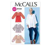 Mccall's Patterns 7325 Y,Misses Tops and Tunic,Sizes XSM-MED, Woven fabrics (gauze, dobby, voile, crepe de chine), Eyelet, Lace, Multicolor, Y (X-Small-Small-Medium)