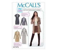 Mccall's Patterns 7476 Y,Misses Vest and Cardigans,Sizes XSM-MED, Tissue, Multi-Colour, 60 x 109 x 0.64 cm