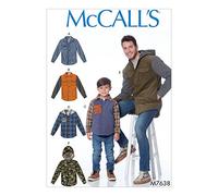 Mccall's Patterns 7638, Men's and Boys Jackets,Sizes S-XL, Tissue, Multi-Colour, Small/X-Large