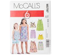 McCall's Patterns M5797 Size CCE 3-4-5-6 Children's/ Girls' Tops, Dresses, Shorts and Pants, Pack of 1, White