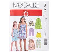 McCall's Patterns M5797 Size CHJ 7-8-10-12-14 Children's/ Girls' Tops, Dresses, Shorts and Pants, Pack of 1, White