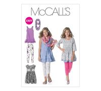 McCall's Patterns M6275 Size PLS 10.5-12.5-14.5-16.5 Girls'/ Girls' Plus Dresses, Scarf and Leggings, Pack of 1, White