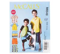 McCall's Patterns M6548 Size CCE 3-4-5-6 Children's/ Boys' Shirt, Top and Shorts, Pack of 1, White