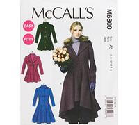 McCall's Patterns M6800 A5 6 - 8 - 10 - 12 - 14 Misses' - Miss Petite Lined Coats, Belt and Detachable Collar and Hood, Pack of 1, White, Pattern