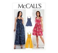 McCall's Patterns M7778 Misses' Dresses, Romper and Jumpsuit Sewing Pattern, E5 (14-16-18-20-22), Multi
