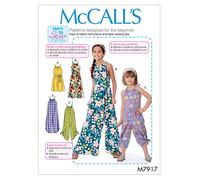 McCall's Sewing Pattern M7917CHJ Children's, Girl's Romper, Jumpsuit and Belt, Paper, White, Sizes: 7-8-10-12-14