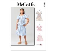 McCall's Sewing Pattern M8619A Girls' Ruched Dress, Top and Skirt A (7-8-10-12-14)