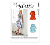 McCalls (XS-S-M-L-XL) Misses' Loose Fitting Dress has Skirt Tiers and Sleeve Variations. B: Lace Trim