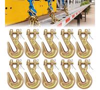 MCCKLE 1/4" Clevis Grab Hooks Grade 70, Forged Steel Chain Hooks, 10 Pack | Heavy Duty Transport Tow Hook with 2,205 lbs WLL 8,828 lbs Break Load for Trailer Safety Chains, Binders and Cargo Securing