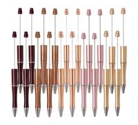 Mcclellanty 25pcs Plastic Beadable Pens for DIY Pen Decorations Supplies Office School Brown Coffee Rose Gold Pink