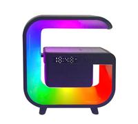 Mcclellanty Wireless Charger Stand Bluetooth 5.0 Speaker Multifunction FM TF RGB Night Light Fast Charging Station for Smartphone-B