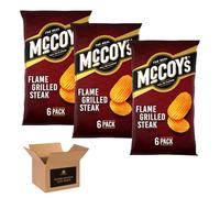 McCoy’s Crisps Multipack 6 Packs in 1 Pack- Crisps in Bold Flavours - Lunchbox Snacks, Party Sharing, Flavor Snack Variety | Crunchy Snacks for All (Pack 3, 6xFlame Grilled Steak)