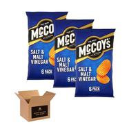 McCoy’s Crisps Multipack 6 Packs in 1 Pack- Crisps in Bold Flavours - Lunchbox Snacks, Party Sharing, Flavor Snack Variety | Crunchy Snacks for All (Pack 3, 6xSalt And Malt Vinegar)